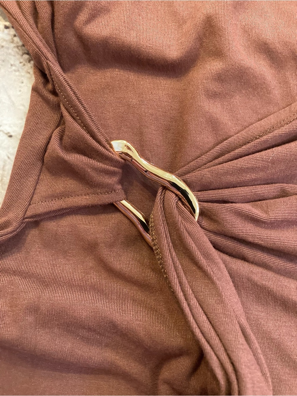 NWT ZESICA brown, long sleeve mock neck, detailed mid dress size M. - Picture 12 of 12